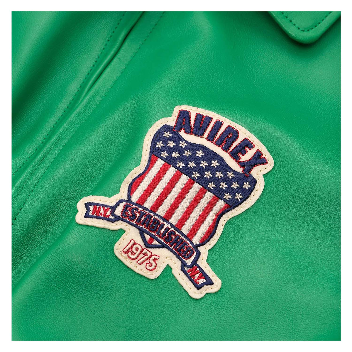 Avirex Classic Green Leather Bomber Jacket