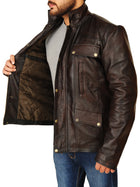 "Men’s Dark Brown Leather Jacket – Avanzar Leather