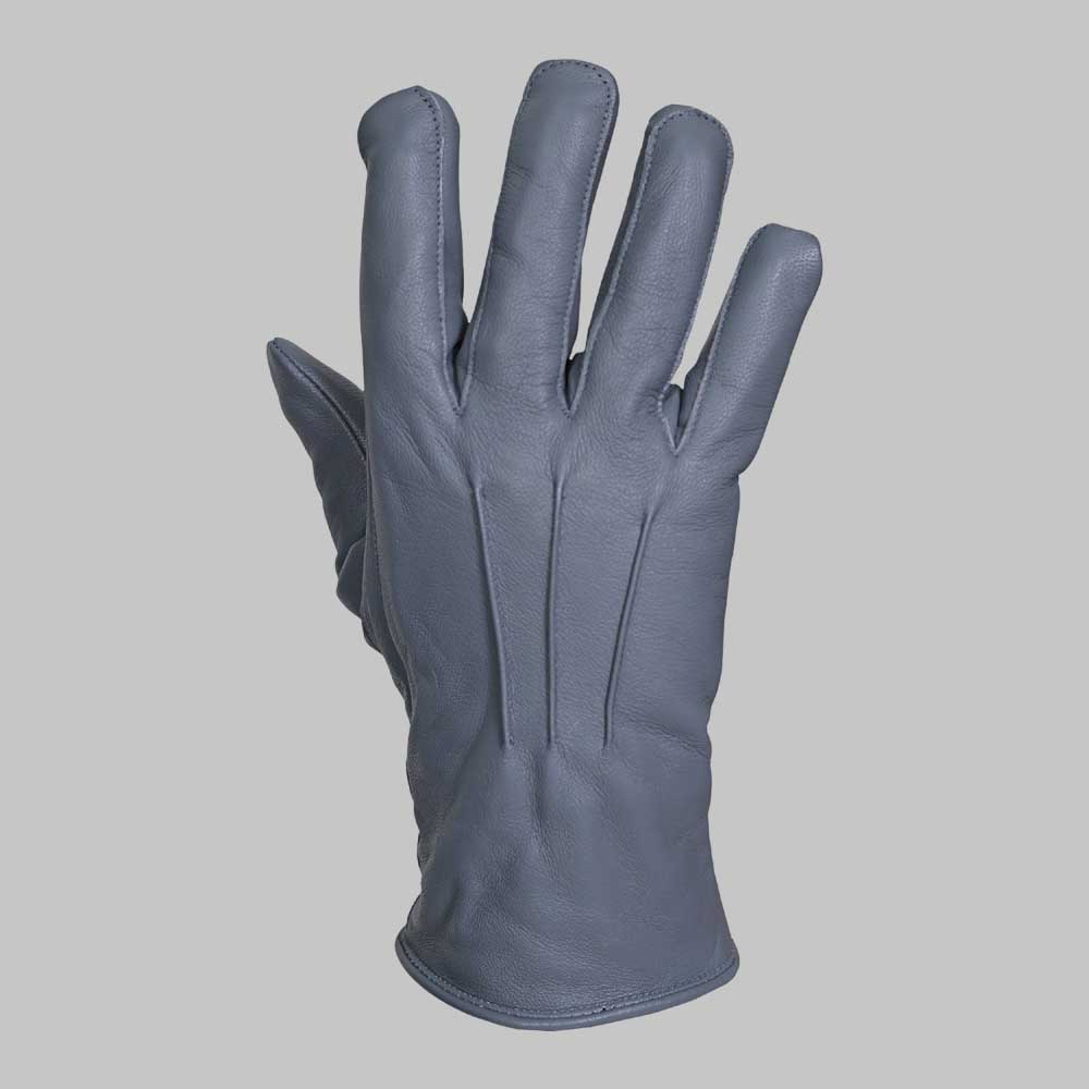 Premium Grey Leather Fur Lined Winter Glove