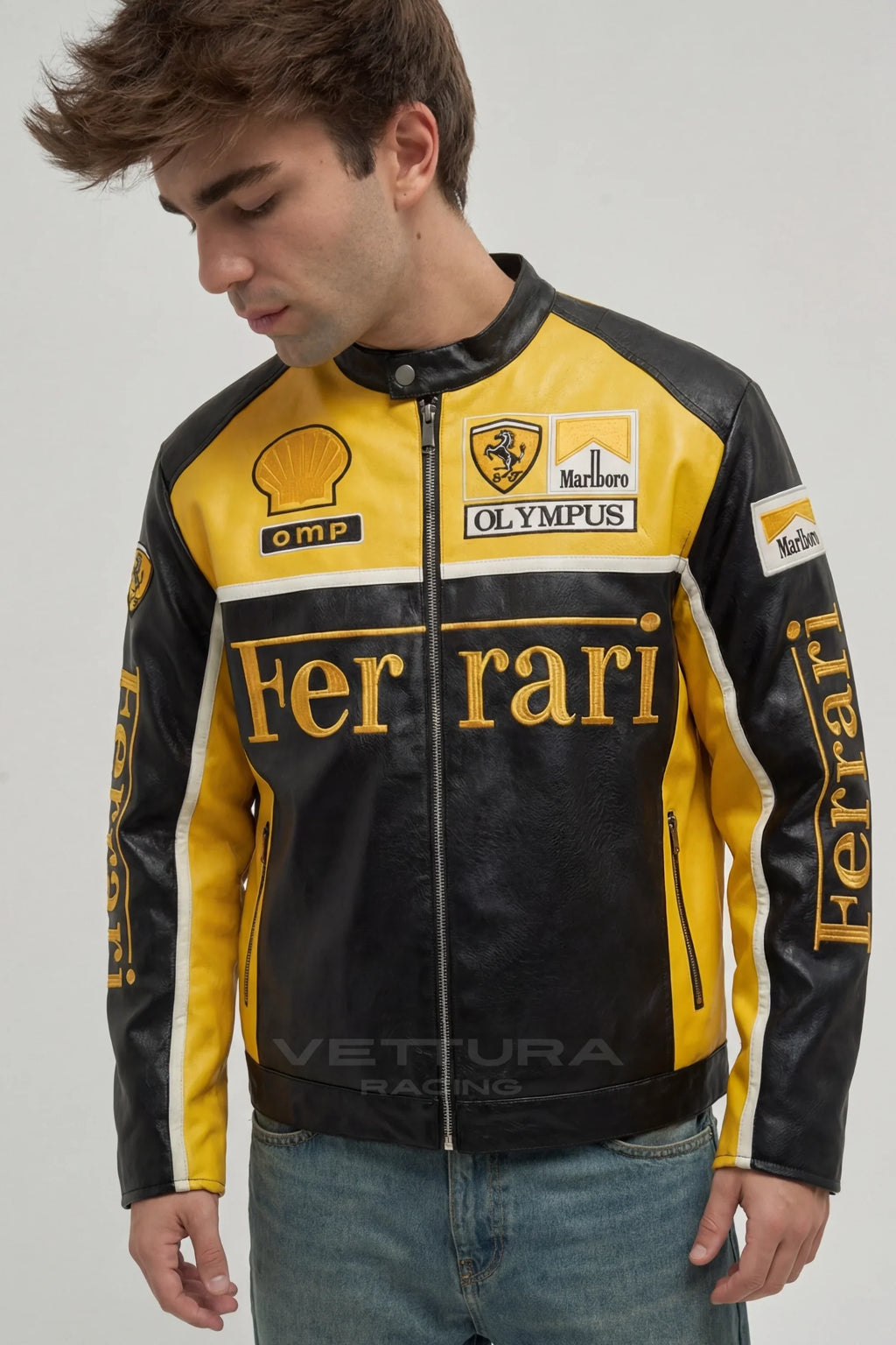 Ferrari F1 Olympus Leather Jacket - Yellow Edition – Ready to Ship