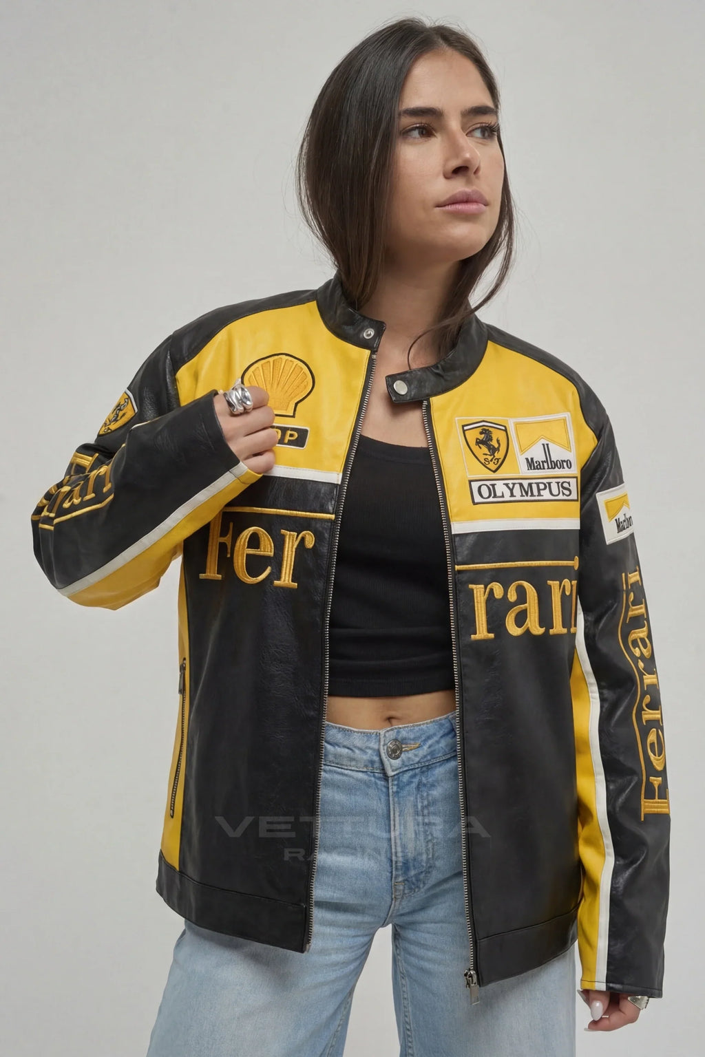 Ferrari F1 Olympus Leather Jacket - Yellow Edition – Ready to Ship