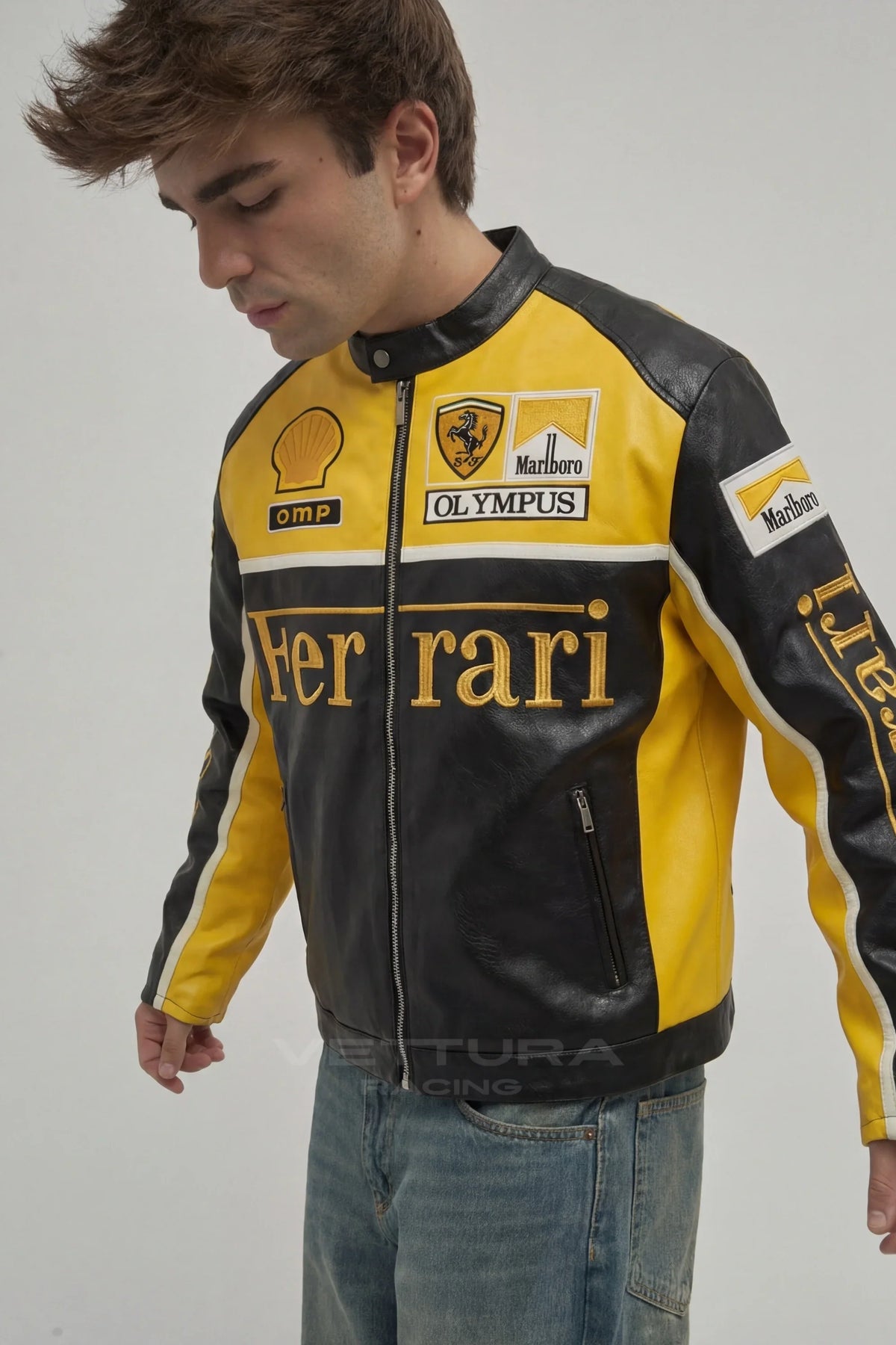 Ferrari F1 Olympus Leather Jacket - Yellow Edition – Ready to Ship