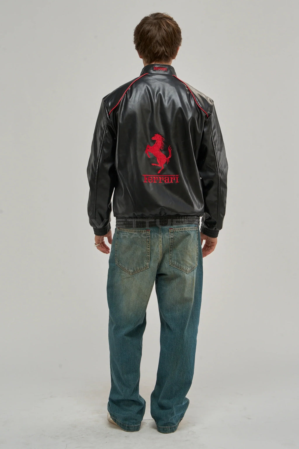 Ferrari F1 Vintage Leather Jacket - White Edition – Ready to Ship