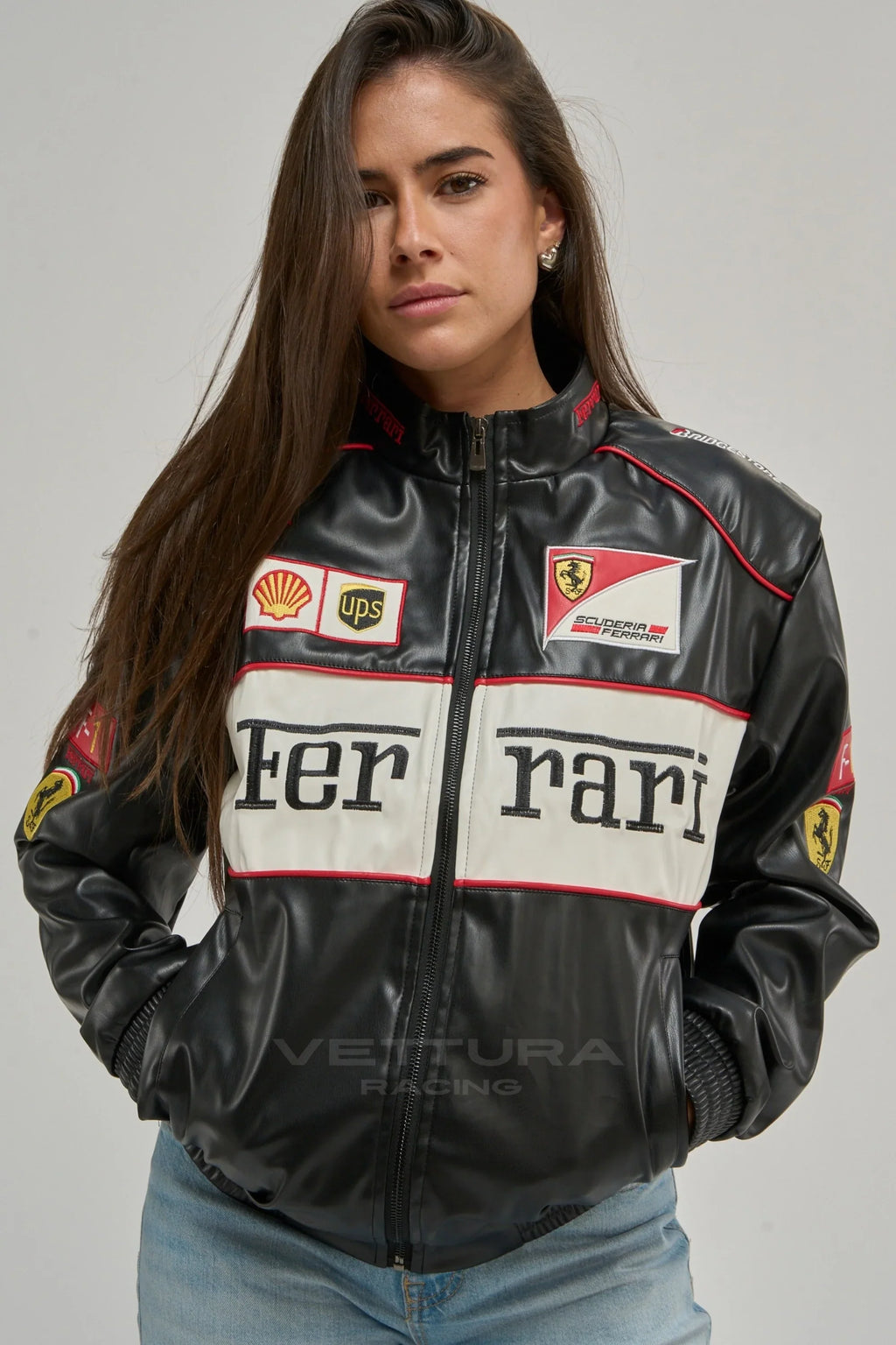 Ferrari F1 Vintage Leather Jacket - White Edition – Ready to Ship