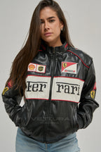 Ferrari F1 Vintage Leather Jacket - White Edition – Ready to Ship