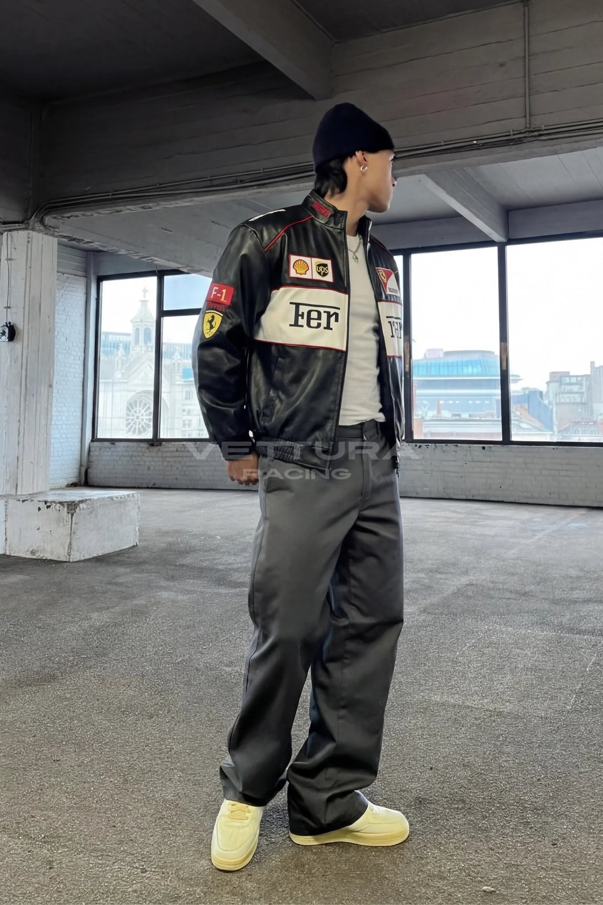 Ferrari F1 Vintage Leather Jacket - White Edition – Ready to Ship