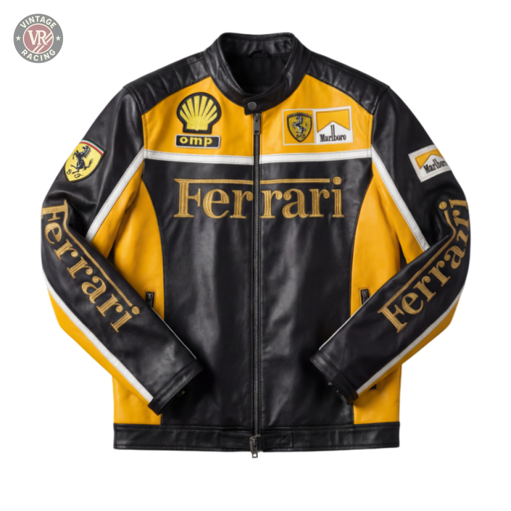 Ferrari F1 Vintage Racing Jacket - Black & Yellow Edition