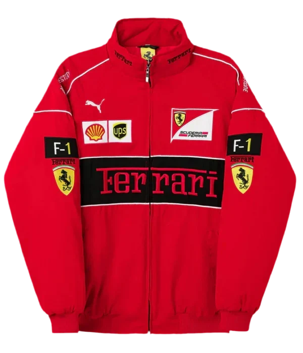 Red Ferrari Embroidered Jacket – F1 Sponsor Edition