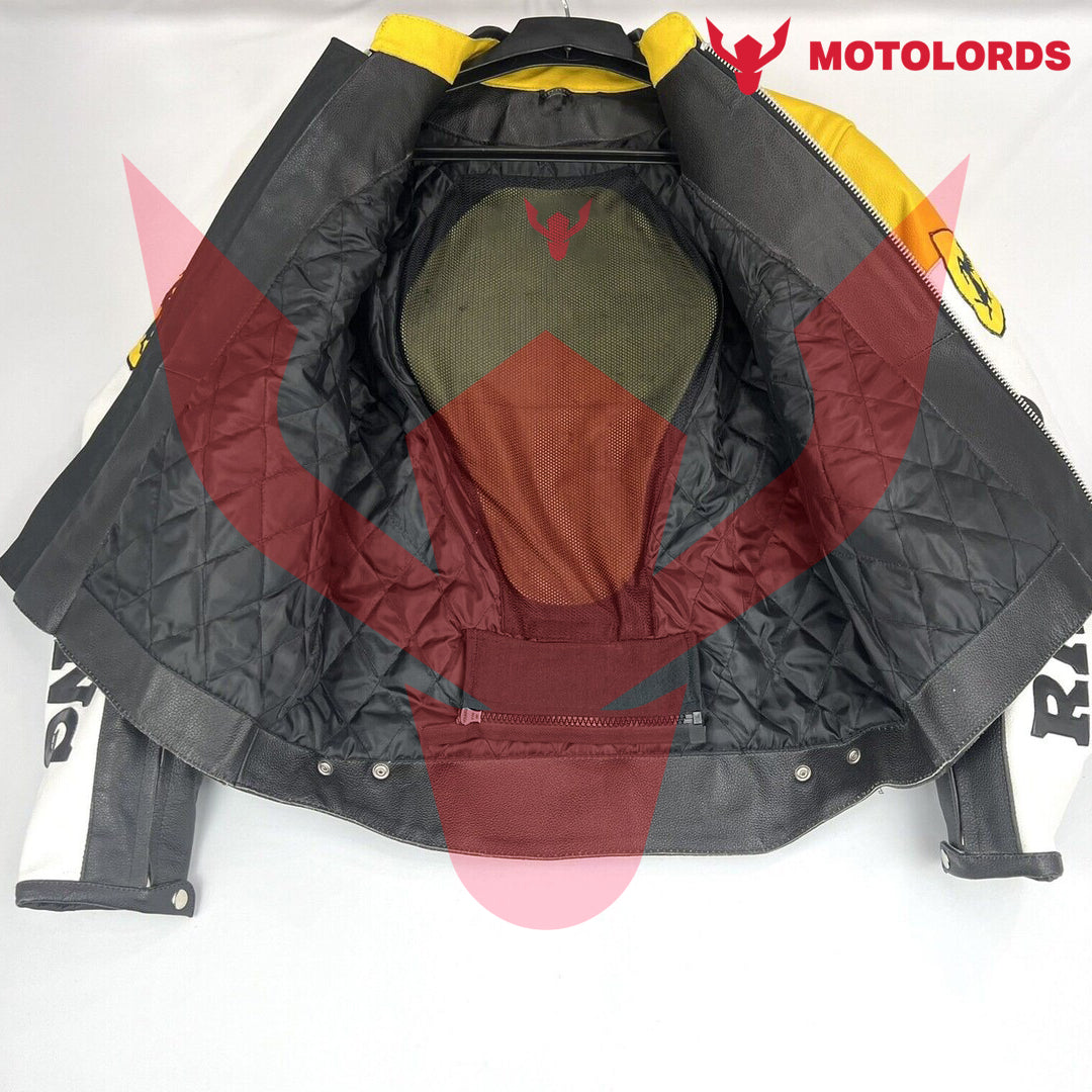 Men's Ferrari F1 Yellow Racing Leather Jacket