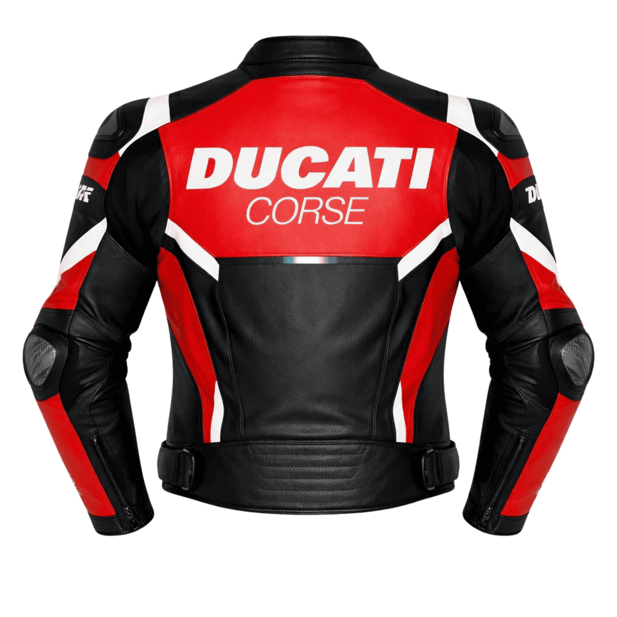 Ducati Corse-Style Black Red Leather Motorcycle Jacket – CE Armor