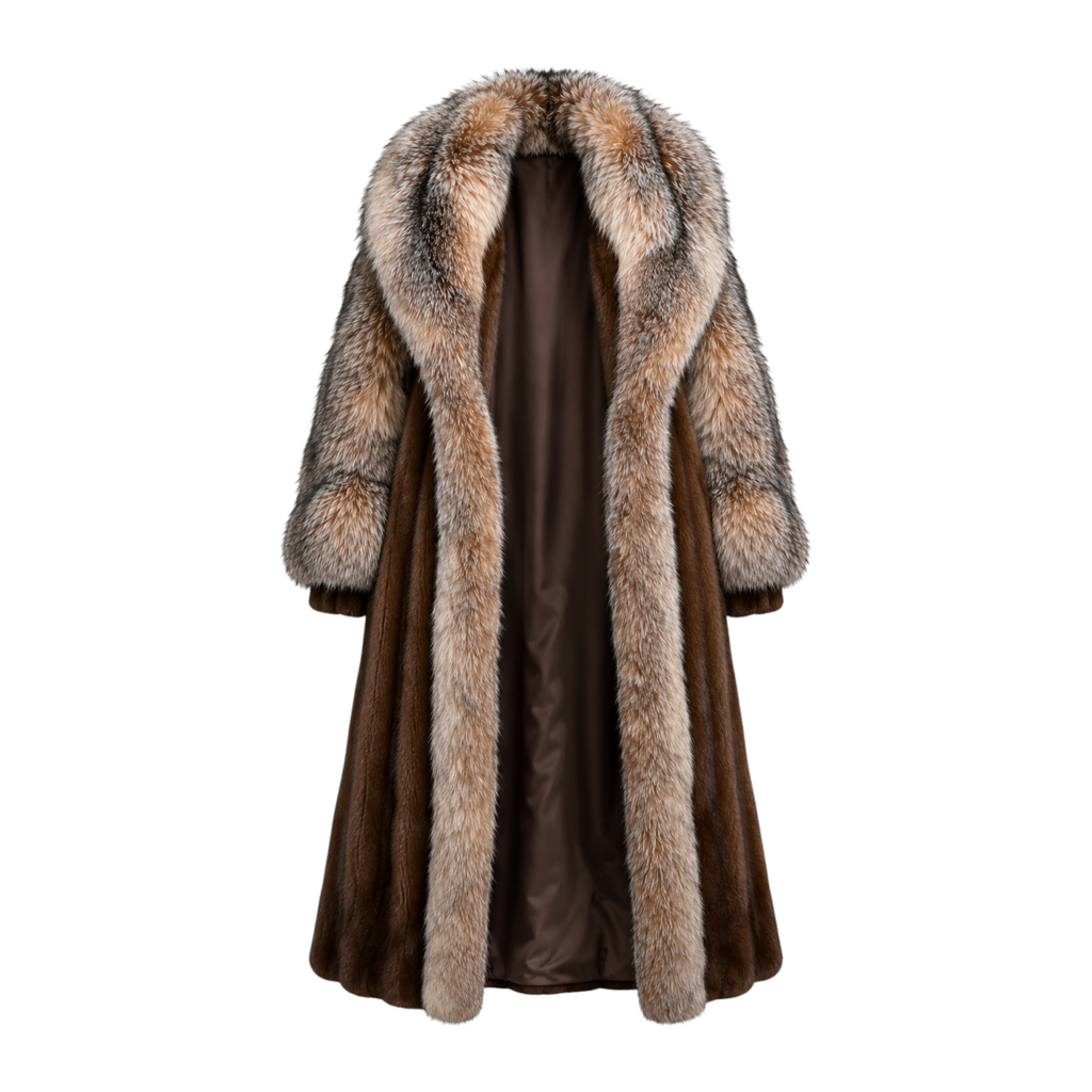Full Skin Mink Trench Coat with Fox Fur