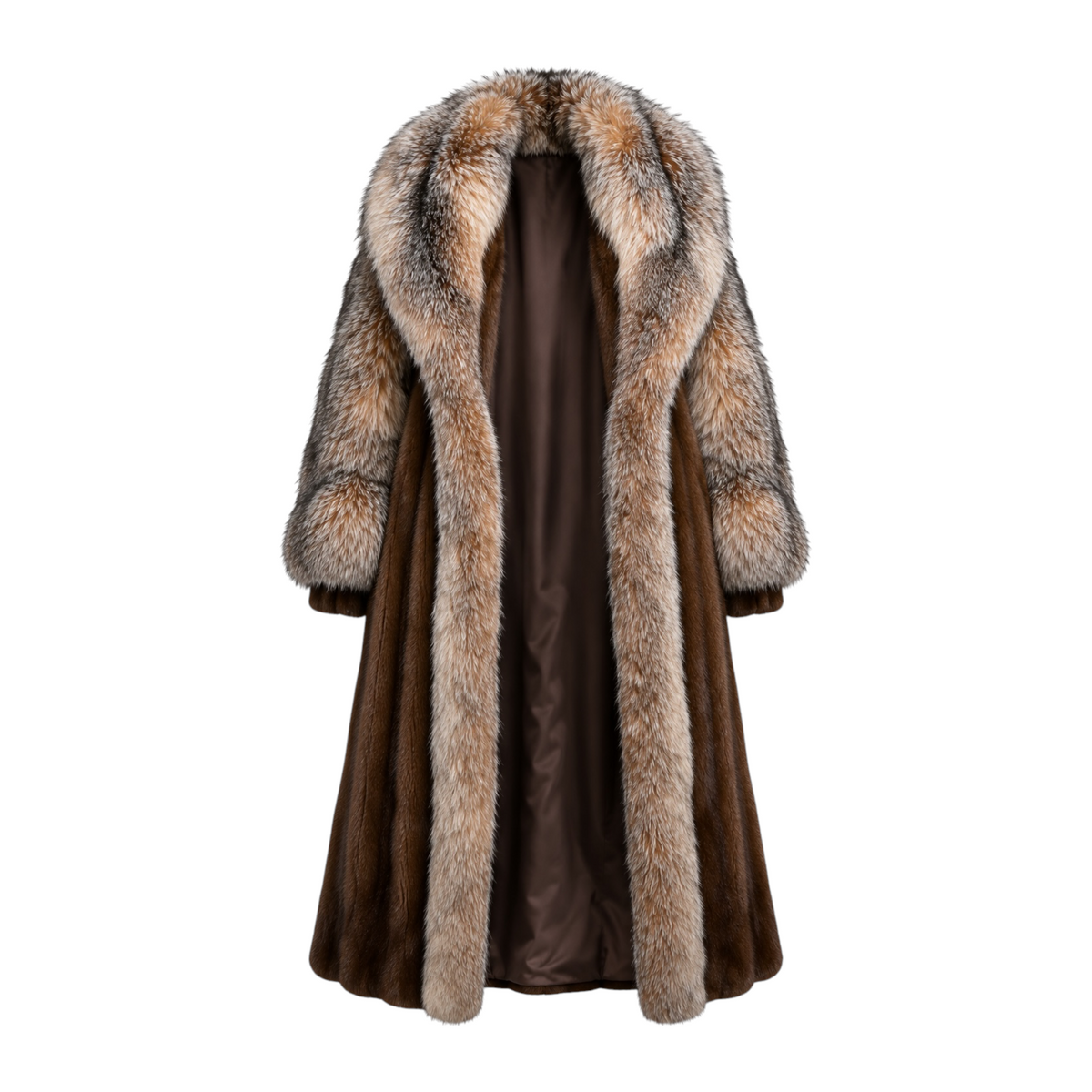Full Skin Mink Trench Coat with Fox Fur
