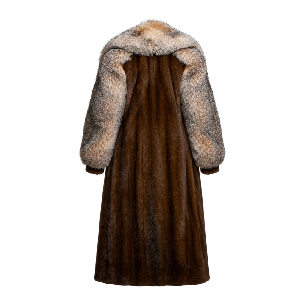 Full Skin Mink Trench Coat with Fox Fur