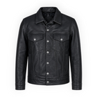 Cow Leather Trucker Jean Jacket