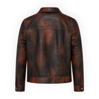 Cow Leather Trucker Jean Jacket