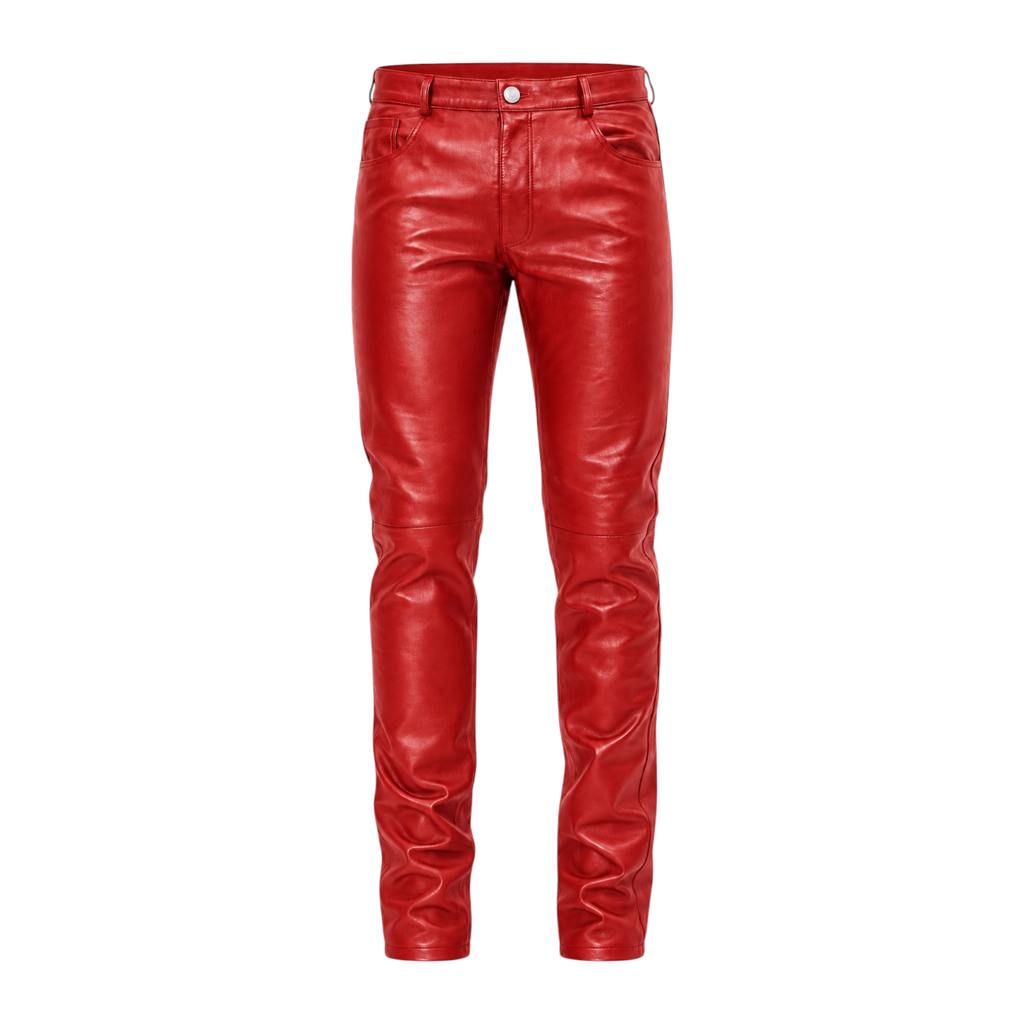 Slim Fit Shiny Leather Pants