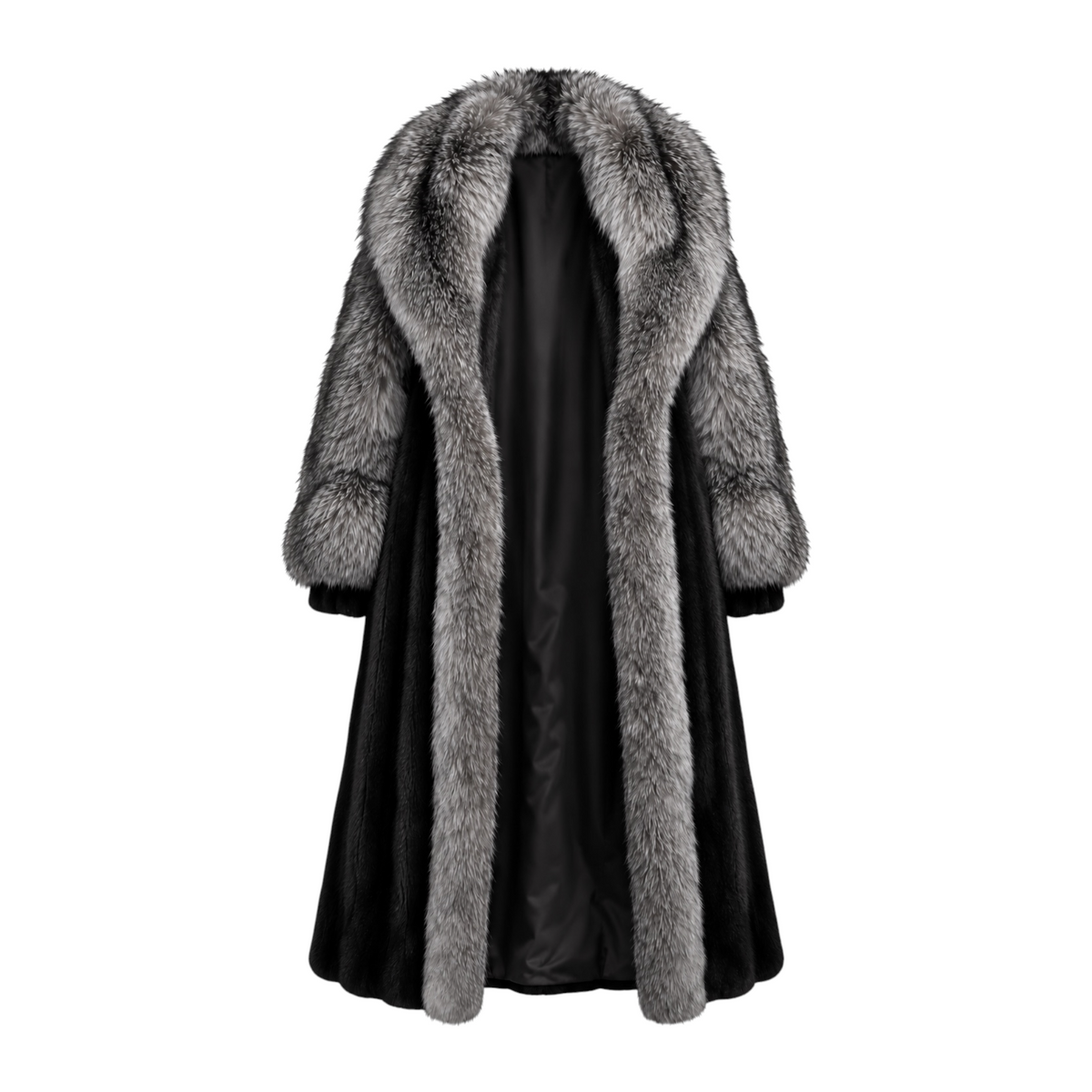 Full Skin Mink Trench Coat with Fox Fur