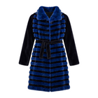 Blue and Black Mink Combo Coat with Blue Collar