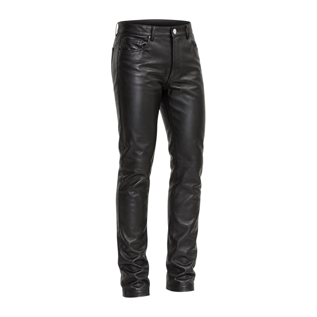 Slim Fit Shiny Leather Pants