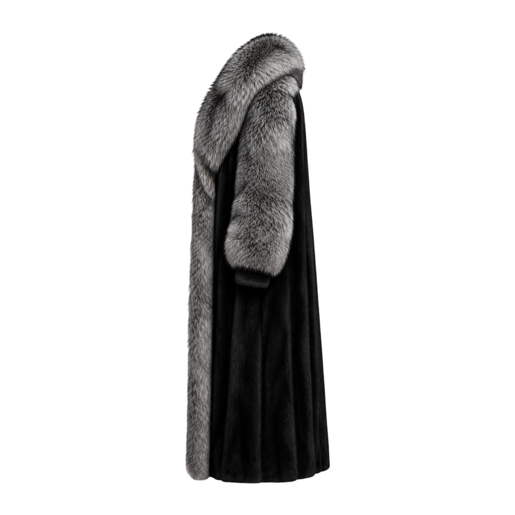 Full Skin Mink Trench Coat with Fox Fur