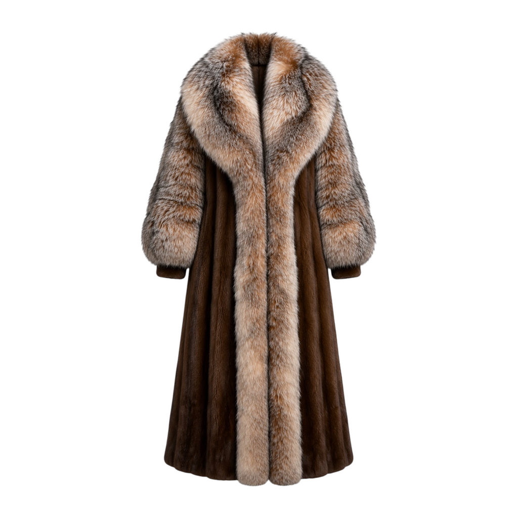 Full Skin Mink Trench Coat with Fox Fur