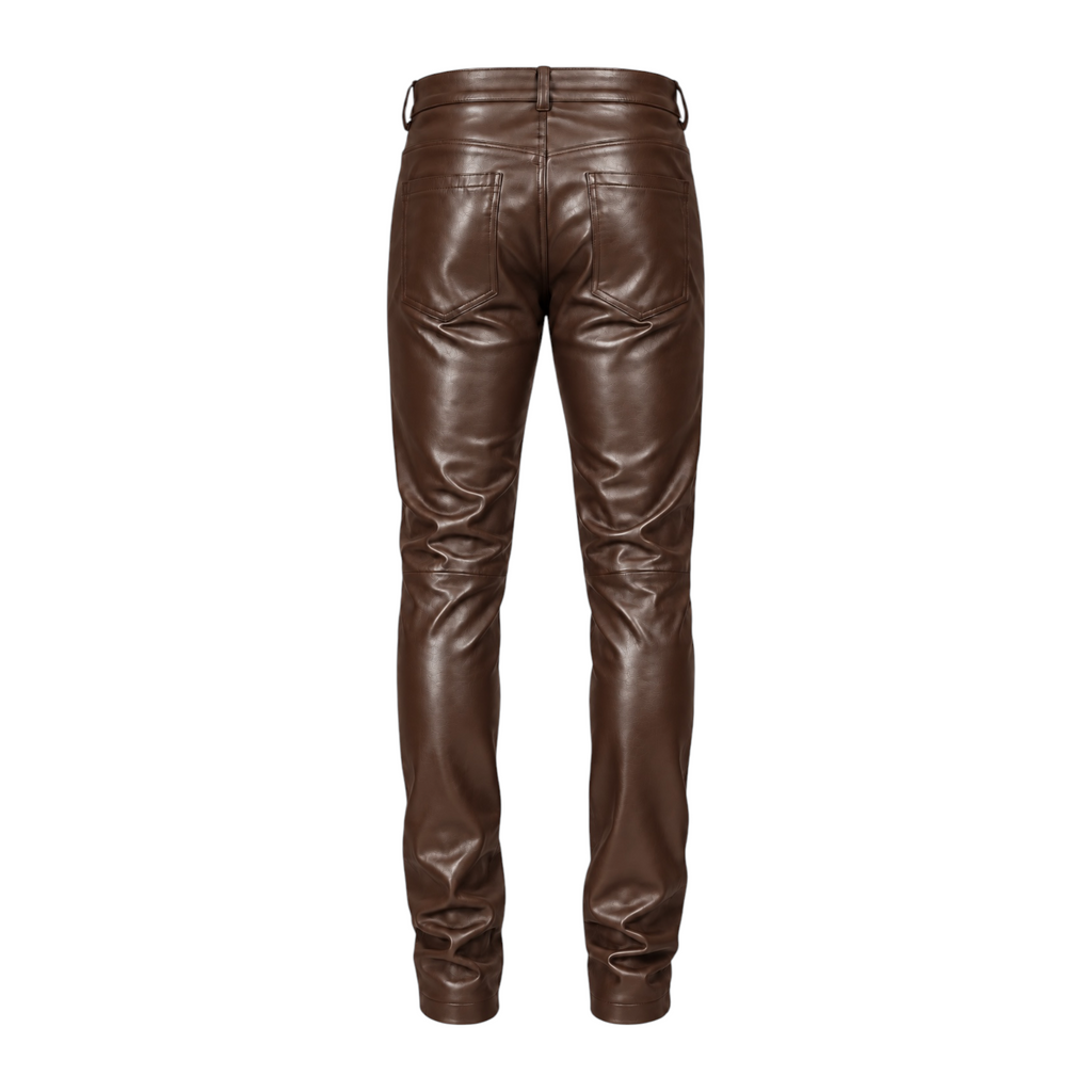 Slim Fit Shiny Leather Pants