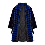Blue and Black Mink Combo Coat with Blue Collar