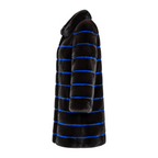 Full Skin Blue and Black Mink Combo Coat