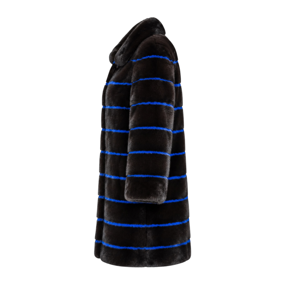 Full Skin Blue and Black Mink Combo Coat