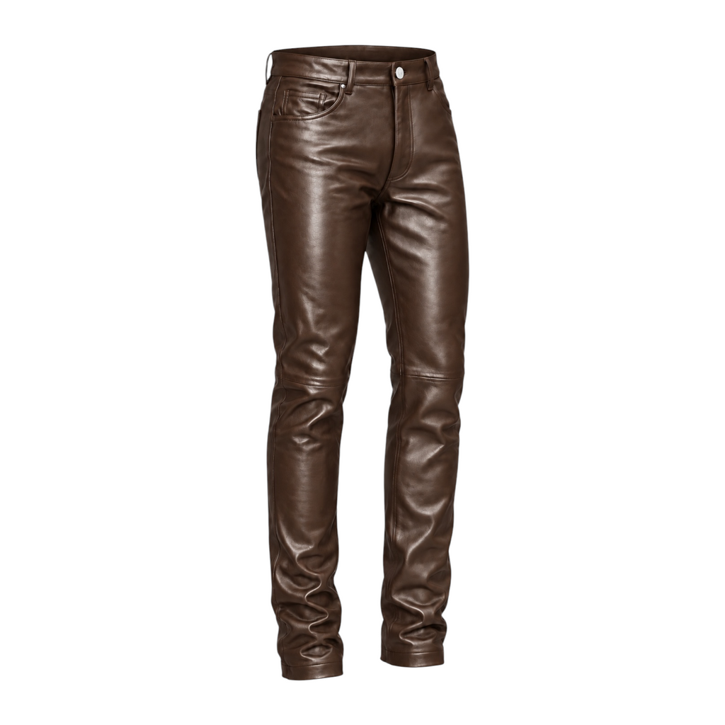 Slim Fit Shiny Leather Pants
