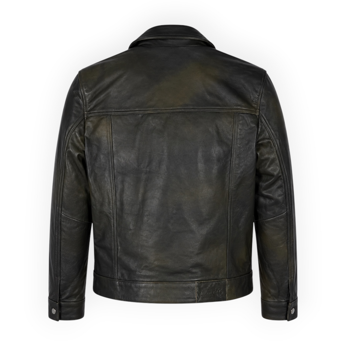 Cow Leather Trucker Jean Jacket