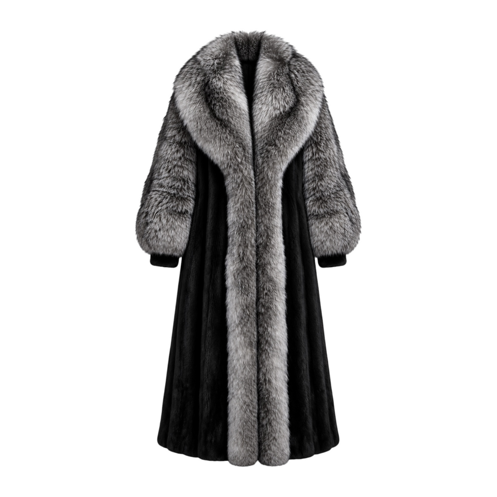 Full Skin Mink Trench Coat with Fox Fur