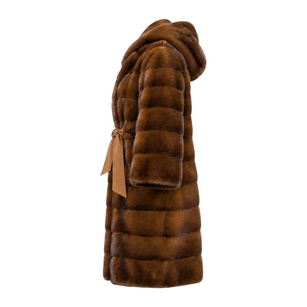 7/8 Coat with Hood and Belt