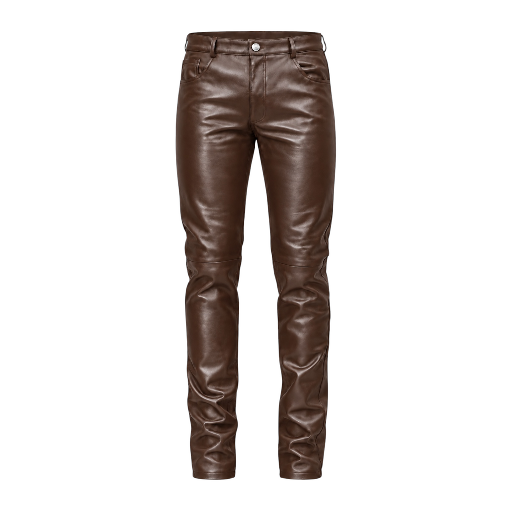 Slim Fit Shiny Leather Pants