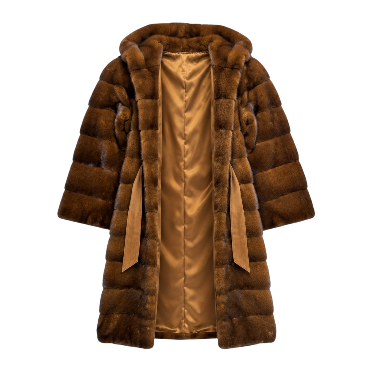 7/8 Coat with Hood and Belt