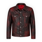 Cow Leather Trucker Jean Jacket