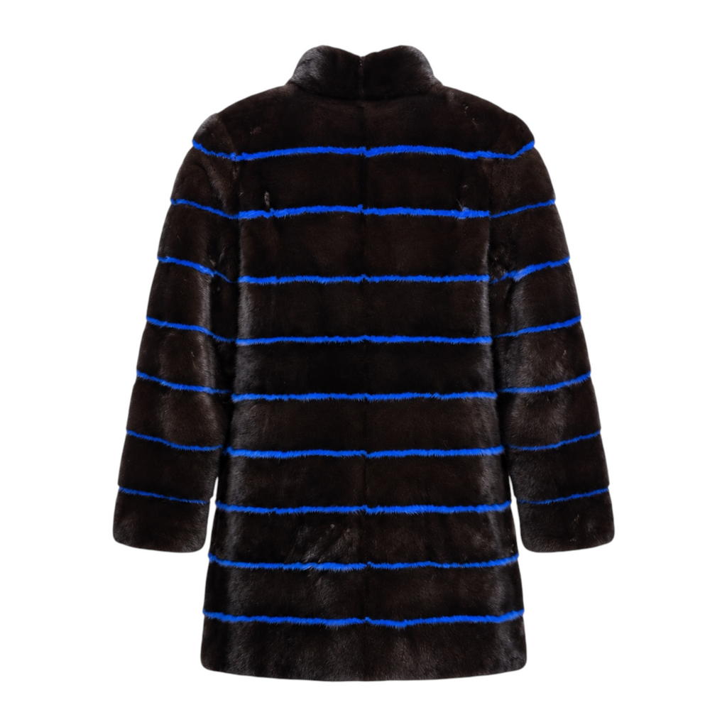 Full Skin Blue and Black Mink Combo Coat