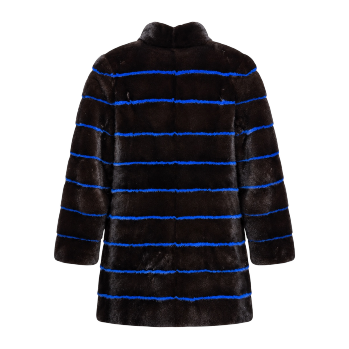 Full Skin Blue and Black Mink Combo Coat