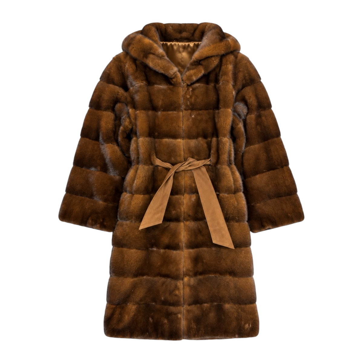 7/8 Coat with Hood and Belt