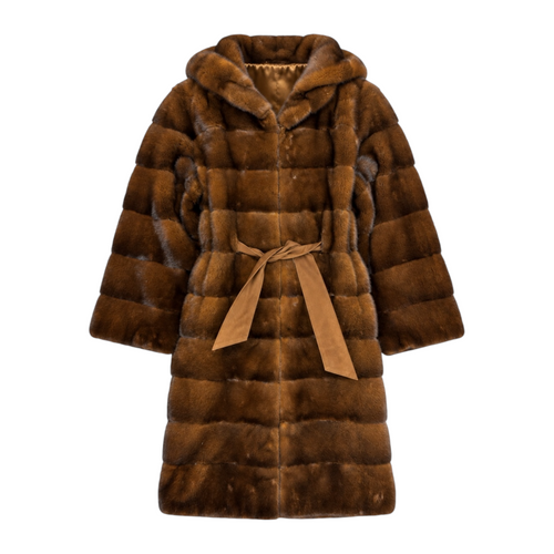 7/8 Coat with Hood and Belt