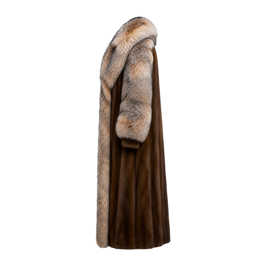 Full Skin Mink Trench Coat with Fox Fur