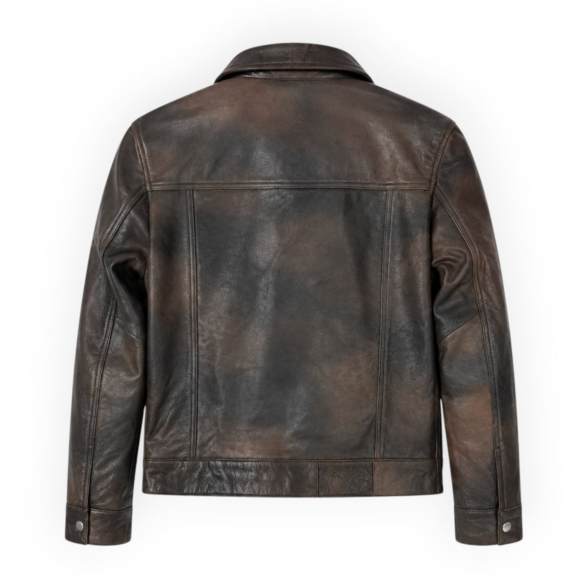 Cow Leather Trucker Jean Jacket