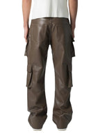 Four Flap Pockets Brown Leather Cargo Trousers for Men by Avanzar Leather