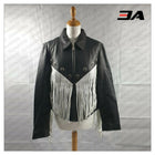 Fringe Leather Embellished Studded Jacket