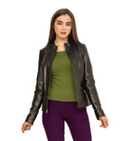 Women Bomber Leather Jacket