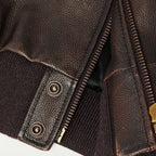 Men's Brown Full Grain A1 Leather Bomber Jacket