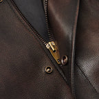 Men's Brown Full Grain A1 Leather Bomber Jacket