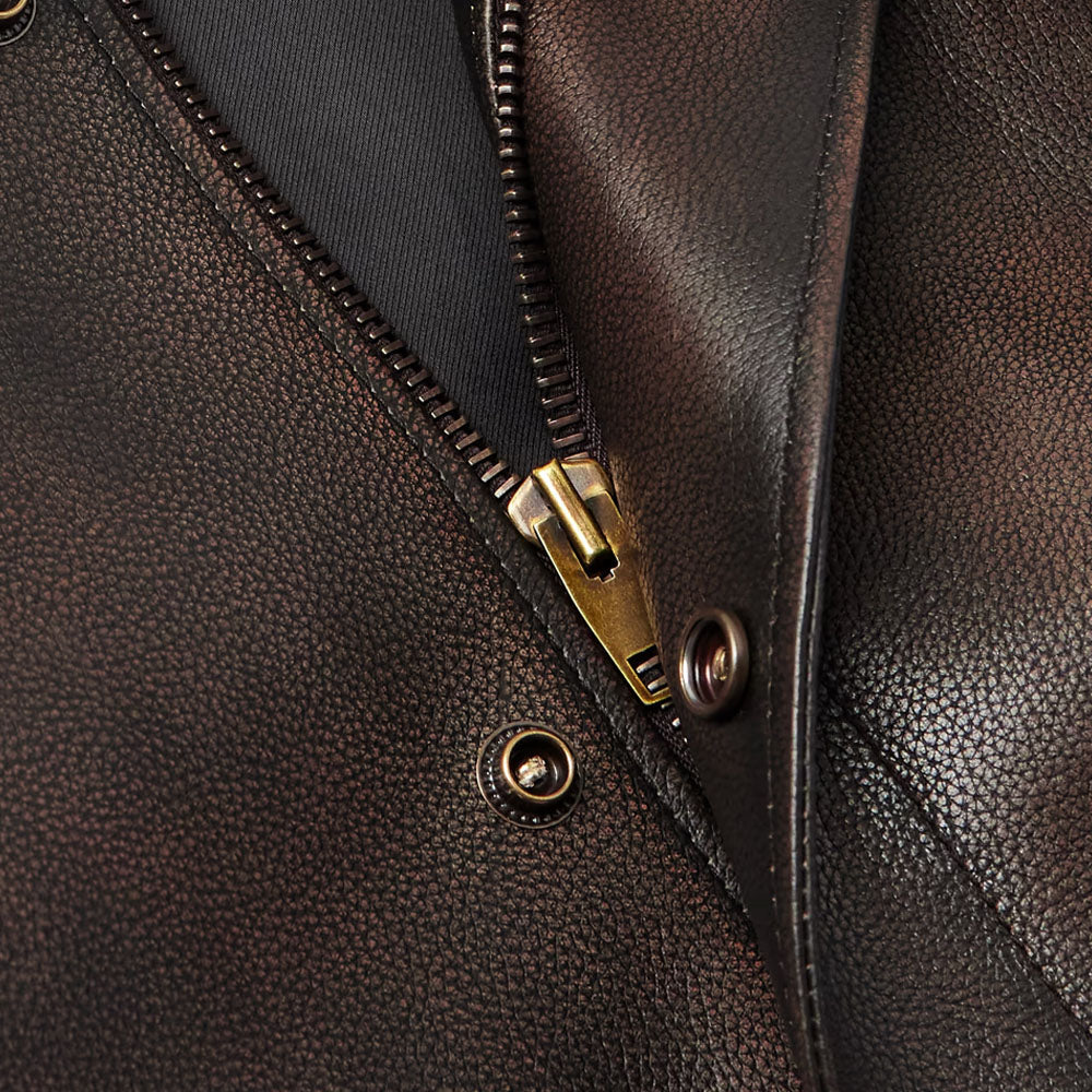 Men's Brown Full Grain A1 Leather Bomber Jacket
