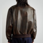 Men's Brown Full Grain A1 Leather Bomber Jacket