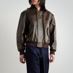 Men's Brown Full Grain A1 Leather Bomber Jacket